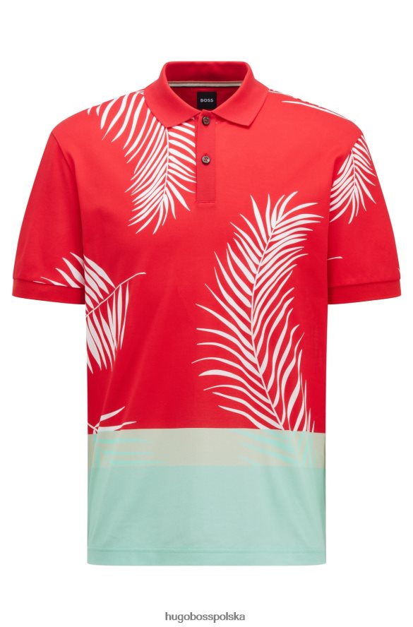 Hugo Boss Koszulka polo hugo z merceryzowanej bawełny z nadrukiem i czerwienią blokującą kolory czerwony R0X0H63840