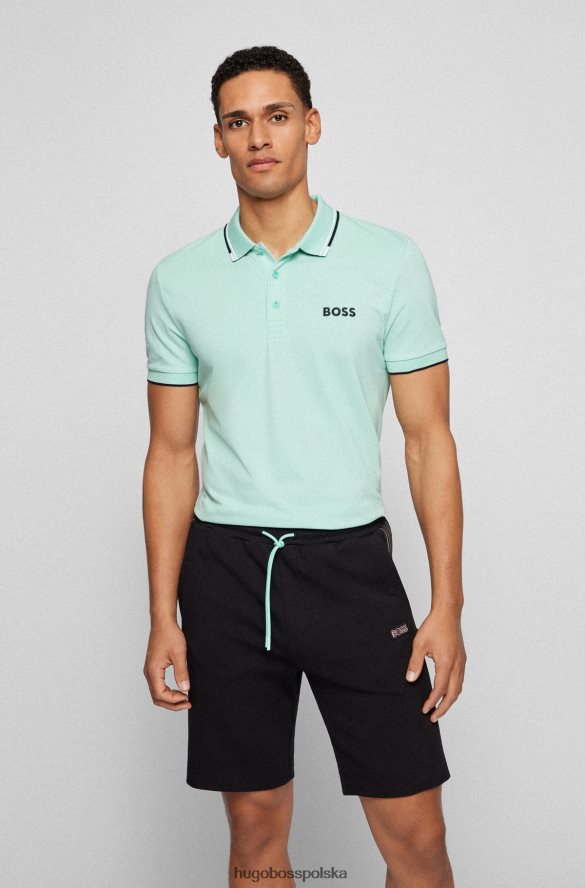Hugo Boss Koszulka polo hugo z mieszanki bawełny z kontrastowymi detalami w kolorze jasnozielonym jasnozielony R0X0H61098