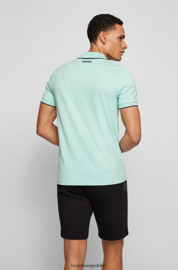 Hugo Boss Koszulka polo hugo z mieszanki bawełny z kontrastowymi detalami w kolorze jasnozielonym jasnozielony R0X0H61098