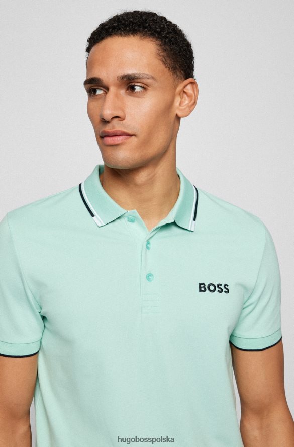 Hugo Boss Koszulka polo hugo z mieszanki bawełny z kontrastowymi detalami w kolorze jasnozielonym jasnozielony R0X0H61098