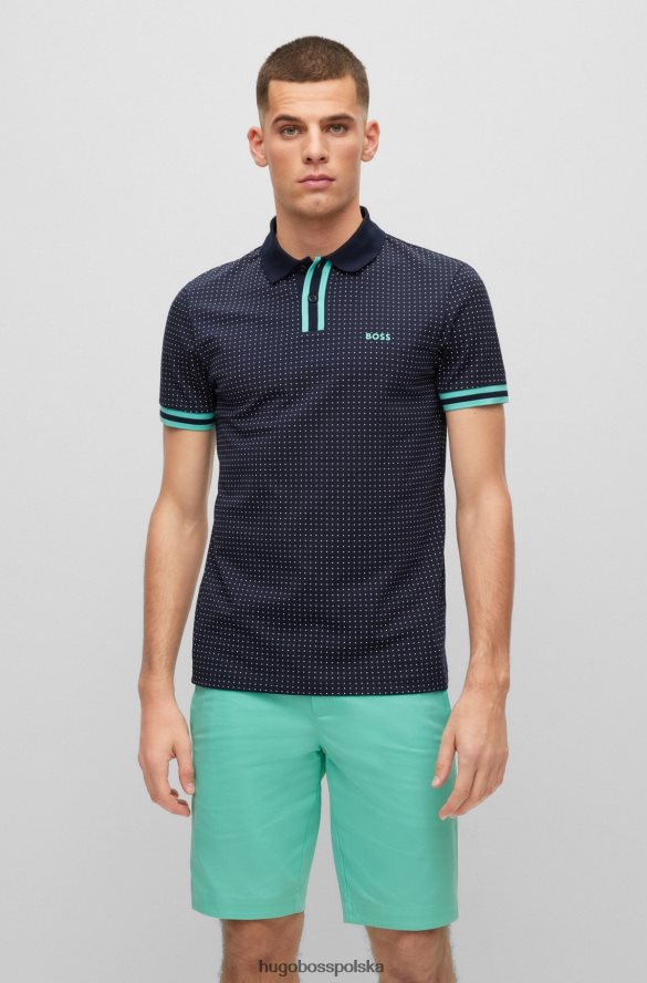 Hugo Boss Koszulka polo o dopasowanym kroju, wykonana z elastycznej bawełny, z nadrukiem w kropki, Hugo w kolorze ciemnoniebieskim ciemny niebieski R0X0H63940