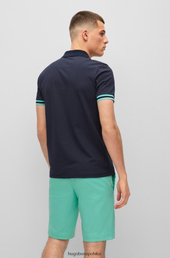 Hugo Boss Koszulka polo o dopasowanym kroju, wykonana z elastycznej bawełny, z nadrukiem w kropki, Hugo w kolorze ciemnoniebieskim ciemny niebieski R0X0H63940