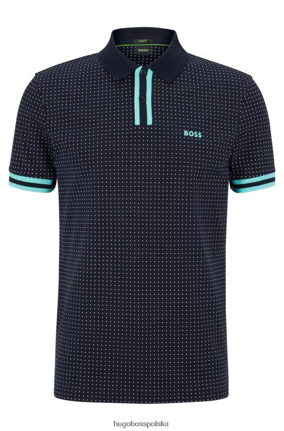 Hugo Boss Koszulka polo o dopasowanym kroju, wykonana z elastycznej bawełny, z nadrukiem w kropki, Hugo w kolorze ciemnoniebieskim ciemny niebieski R0X0H63940