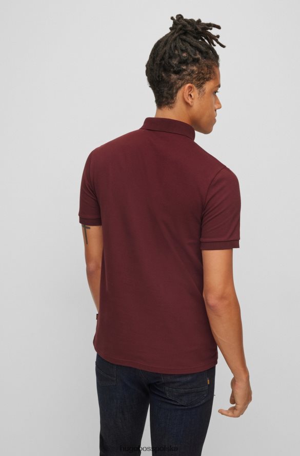 Hugo Boss Koszulka polo o dopasowanym kroju, wykonana z elastycznej bawełny, z naszywką z logo Hugo w kolorze ciemnoczerwonym ciemno czerwony R0X0H61616