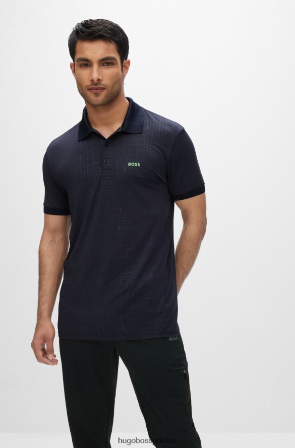 Hugo Boss Koszulka polo o dopasowanym kroju, z aktywnym rozciągnięciem, z efektami blasku, hugo w kolorze ciemnoniebieskim ciemny niebieski R0X0H61578