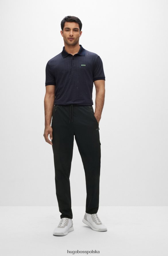 Hugo Boss Koszulka polo o dopasowanym kroju, z aktywnym rozciągnięciem, z efektami blasku, hugo w kolorze ciemnoniebieskim ciemny niebieski R0X0H61578