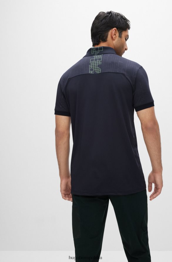 Hugo Boss Koszulka polo o dopasowanym kroju, z aktywnym rozciągnięciem, z efektami blasku, hugo w kolorze ciemnoniebieskim ciemny niebieski R0X0H61578
