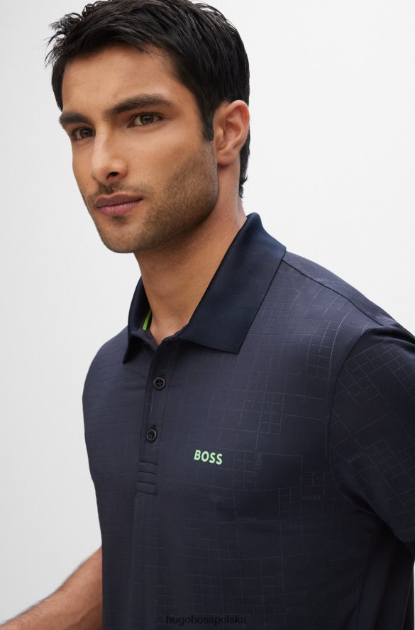 Hugo Boss Koszulka polo o dopasowanym kroju, z aktywnym rozciągnięciem, z efektami blasku, hugo w kolorze ciemnoniebieskim ciemny niebieski R0X0H61578