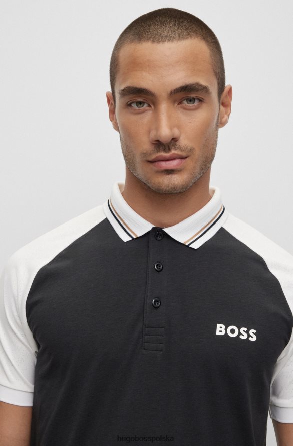 Hugo Boss Koszulka polo o dopasowanym kroju z blokami kolorów x Matteo Berrettini czarny R0X0H63502