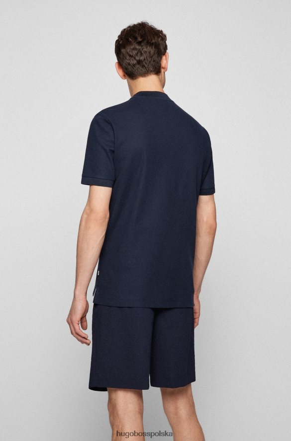 Hugo Boss Koszulka polo o dopasowanym kroju z dekoltem henley, wykonana z ciemnoniebieskiej bawełny merceryzowanej hugo ciemny niebieski R0X0H62968