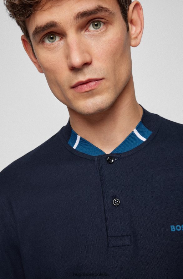 Hugo Boss Koszulka polo o dopasowanym kroju z dekoltem henley, wykonana z ciemnoniebieskiej bawełny merceryzowanej hugo ciemny niebieski R0X0H62968