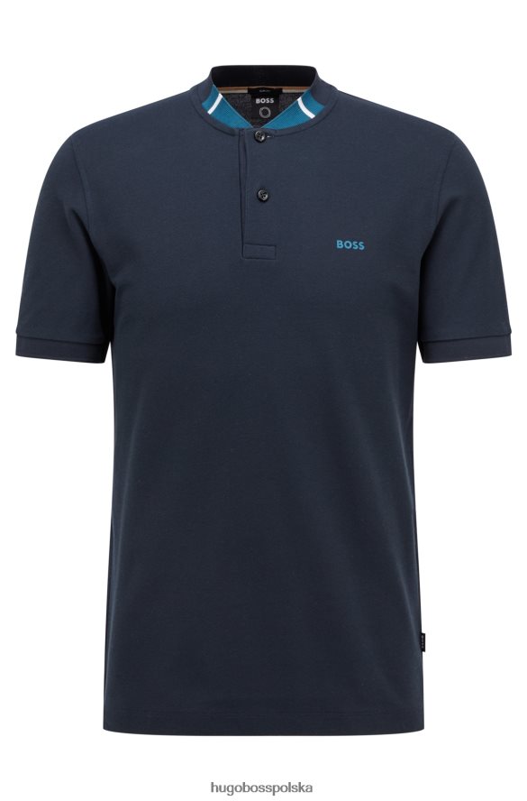 Hugo Boss Koszulka polo o dopasowanym kroju z dekoltem henley, wykonana z ciemnoniebieskiej bawełny merceryzowanej hugo ciemny niebieski R0X0H62968