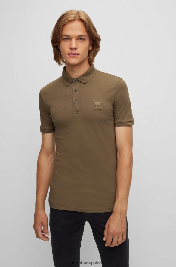 Hugo Boss Koszulka polo o dopasowanym kroju z elastycznej bawełny i naszywką z logo Hugo w kolorze ciemnozielonym ciemnozielony R0X0H61622