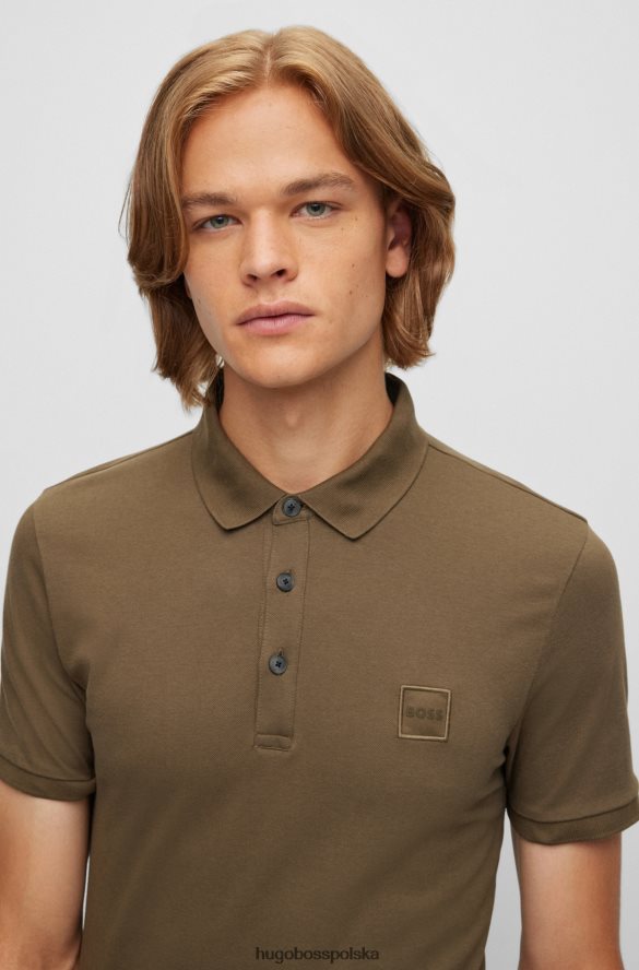 Hugo Boss Koszulka polo o dopasowanym kroju z elastycznej bawełny i naszywką z logo Hugo w kolorze ciemnozielonym ciemnozielony R0X0H61622