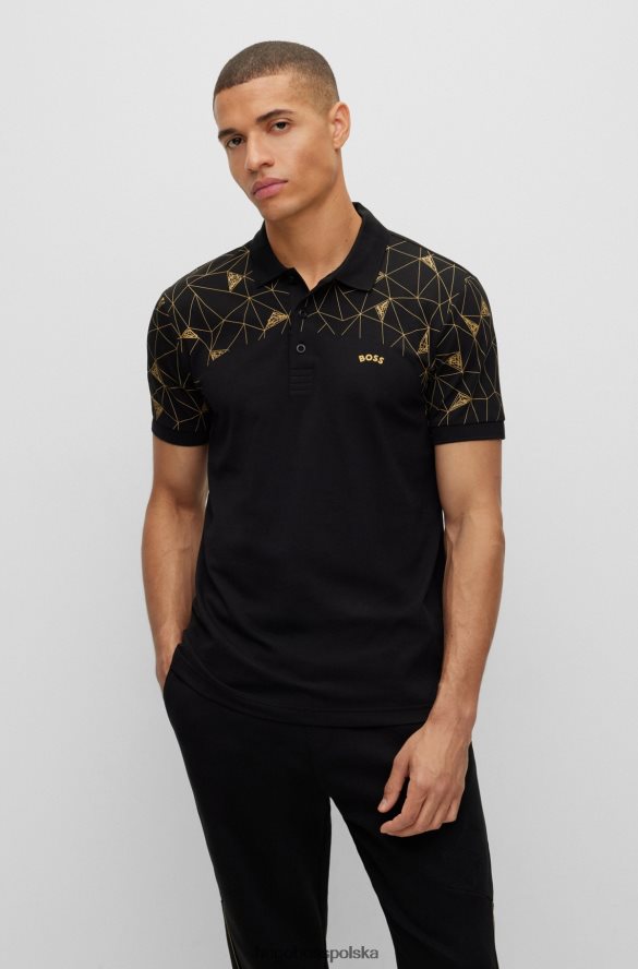 Hugo Boss Koszulka polo o dopasowanym kroju z mieszanki bawełny i grafiką w kratkę Hugo w kolorze czarnym czarny R0X0H64336