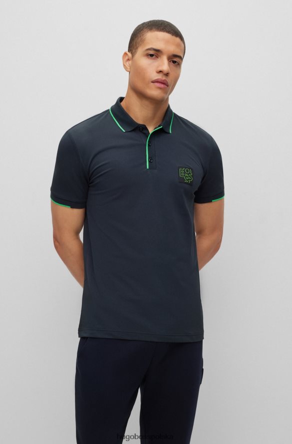Hugo Boss Koszulka polo o dopasowanym kroju z mieszanki bawełny i logo w kolorze ciemnoniebieskim hugo ciemny niebieski R0X0H62532