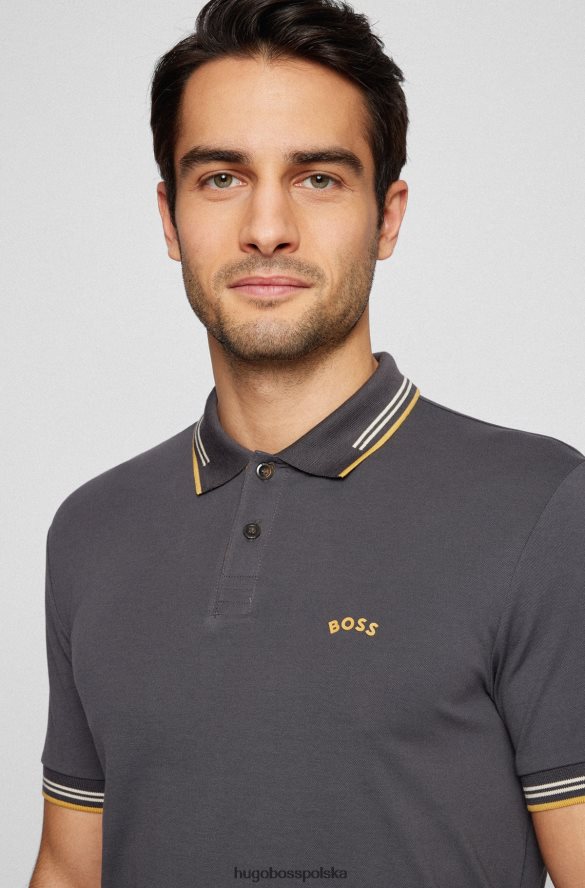 Hugo Boss Koszulka polo o dopasowanym kroju z zakrzywionym logo, wykonana z elastycznej bawełny piqu¦ hugo w kolorze ciemnoszarym ciemno szary R0X0H61922