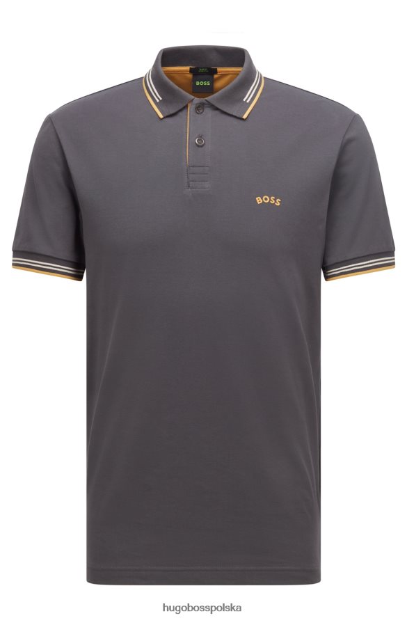 Hugo Boss Koszulka polo o dopasowanym kroju z zakrzywionym logo, wykonana z elastycznej bawełny piqu¦ hugo w kolorze ciemnoszarym ciemno szary R0X0H61922