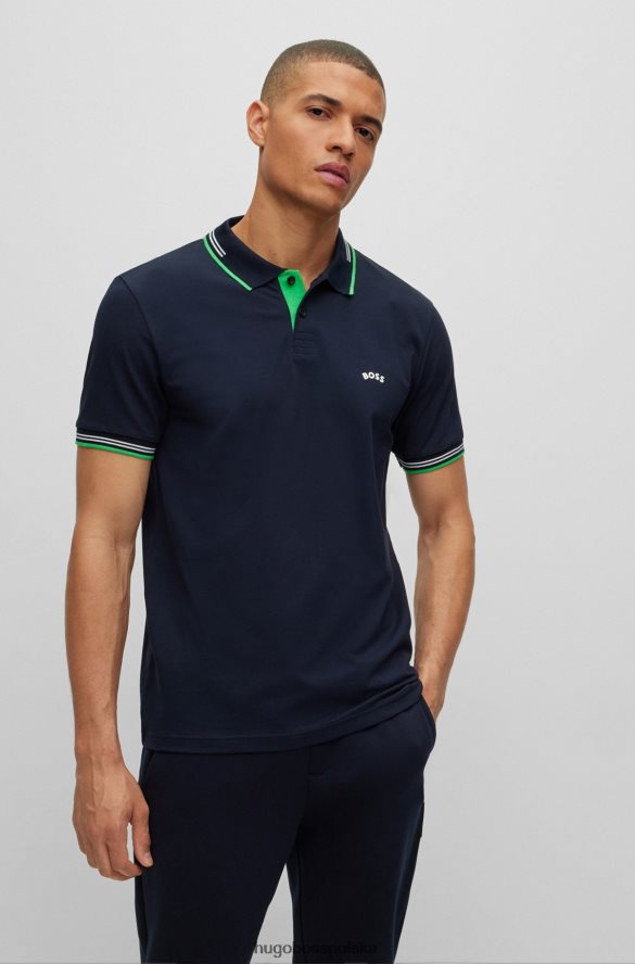 Hugo Boss Koszulka polo o dopasowanym kroju z zakrzywionym logo, wykonana z elastycznej bawełny piqu¦ w kolorze ciemnoniebieskim hugo ciemny niebieski R0X0H61926