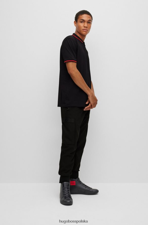 Hugo Boss Koszulka polo o regularnym kroju, z bawełnianej piki, z kołnierzykiem z logo, hugo czarna czarny R0X0H64541