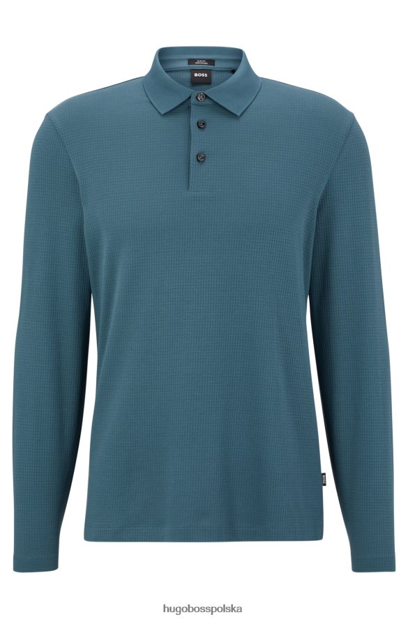 Hugo Boss Koszulka polo slim-fit hugo z merceryzowanej bawełny o strukturze wafla w kolorze niebieskim niebieski R0X0H62803