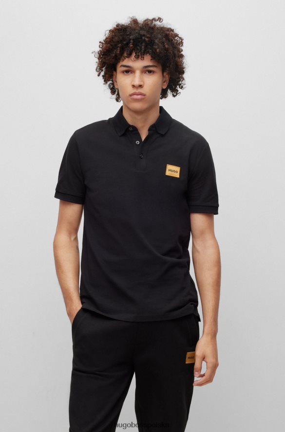 Hugo Boss Koszulka polo slim-fit z bawełnianą piqu¦, z naszywką z logo, czarna hugo czarny R0X0H63957