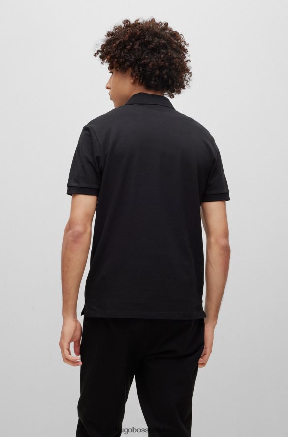 Hugo Boss Koszulka polo slim-fit z bawełnianą piqu¦, z naszywką z logo, czarna hugo czarny R0X0H63957