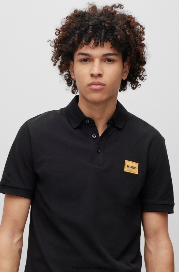 Hugo Boss Koszulka polo slim-fit z bawełnianą piqu¦, z naszywką z logo, czarna hugo czarny R0X0H63957