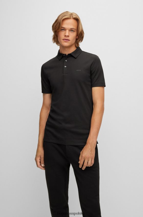 Hugo Boss Koszulka polo slim-fit z bawełny organicznej z nadrukiem logo, czarna hugo czarny R0X0H63230