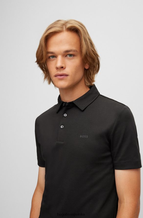 Hugo Boss Koszulka polo slim-fit z bawełny organicznej z nadrukiem logo, czarna hugo czarny R0X0H63230