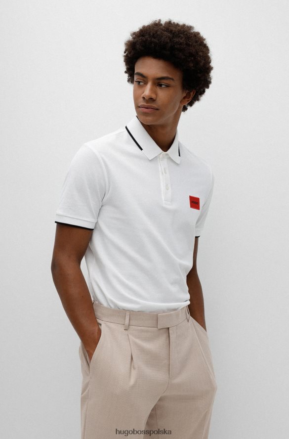 Hugo Boss Koszulka polo slim-fit z bawełny piqu¦ i czerwoną metką z logo hugo w kolorze białym biały R0X0H61812