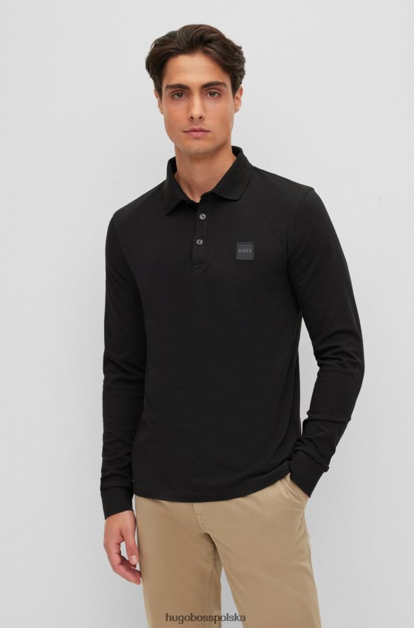 Hugo Boss Koszulka polo slim-fit z długimi rękawami i naszywką z logo Hugo w kolorze czarnym czarny R0X0H61965