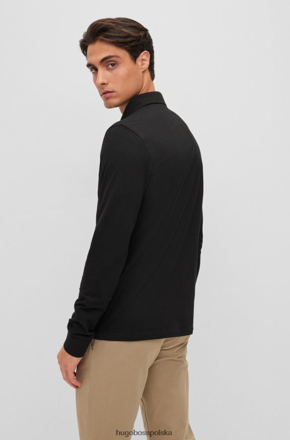 Hugo Boss Koszulka polo slim-fit z długimi rękawami i naszywką z logo Hugo w kolorze czarnym czarny R0X0H61965