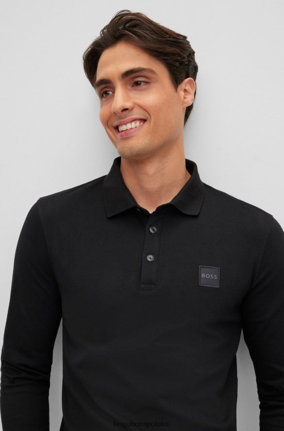 Hugo Boss Koszulka polo slim-fit z długimi rękawami i naszywką z logo Hugo w kolorze czarnym czarny R0X0H61965