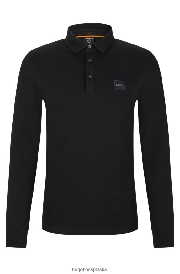 Hugo Boss Koszulka polo slim-fit z długimi rękawami i naszywką z logo Hugo w kolorze czarnym czarny R0X0H61965
