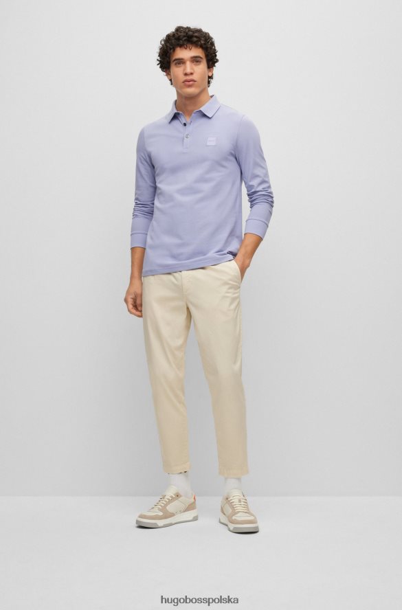 Hugo Boss Koszulka polo slim-fit z długimi rękawami i naszywką z logo Hugo w kolorze jasnofioletowym Jasny fiolet R0X0H61959