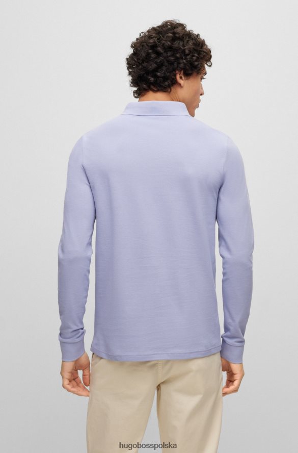 Hugo Boss Koszulka polo slim-fit z długimi rękawami i naszywką z logo Hugo w kolorze jasnofioletowym Jasny fiolet R0X0H61959
