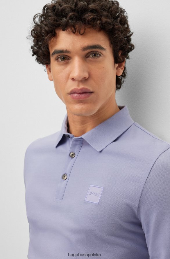 Hugo Boss Koszulka polo slim-fit z długimi rękawami i naszywką z logo Hugo w kolorze jasnofioletowym Jasny fiolet R0X0H61959