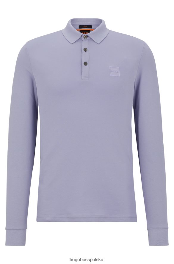 Hugo Boss Koszulka polo slim-fit z długimi rękawami i naszywką z logo Hugo w kolorze jasnofioletowym Jasny fiolet R0X0H61959