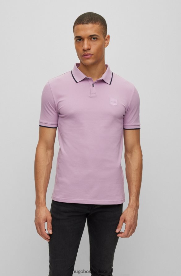 Hugo Boss Koszulka polo slim-fit z elastycznej bawełny z naszywką z logo Hugo w kolorze jasnofioletowym Jasny fiolet R0X0H62885