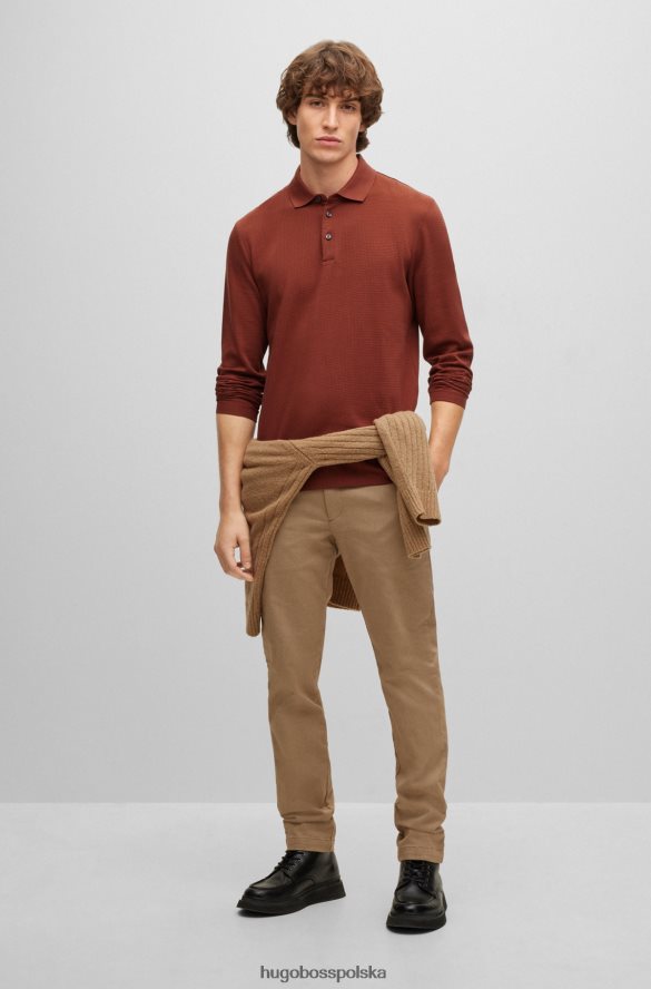 Hugo Boss Koszulka polo slim-fit z merceryzowanej bawełny o strukturze wafla w kolorze brązowym hugo brązowy R0X0H62804