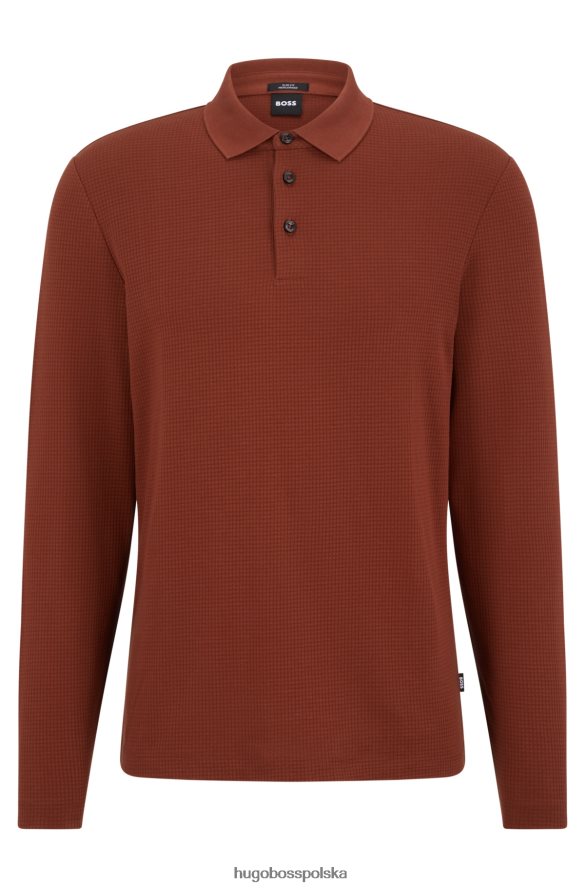 Hugo Boss Koszulka polo slim-fit z merceryzowanej bawełny o strukturze wafla w kolorze brązowym hugo brązowy R0X0H62804