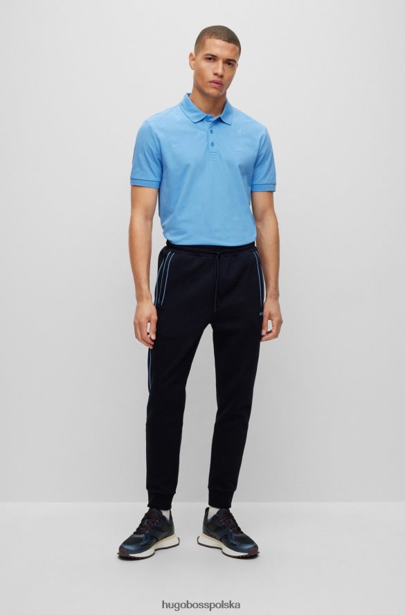 Hugo Boss Koszulka polo slim-fit z mieszanki bawełny z grafiką w kratkę w kolorze niebieskim hugo niebieski R0X0H64334