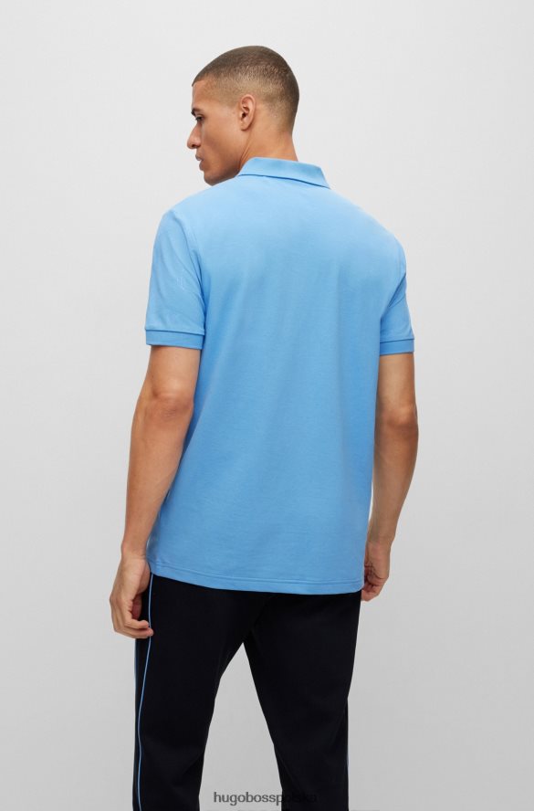 Hugo Boss Koszulka polo slim-fit z mieszanki bawełny z grafiką w kratkę w kolorze niebieskim hugo niebieski R0X0H64334