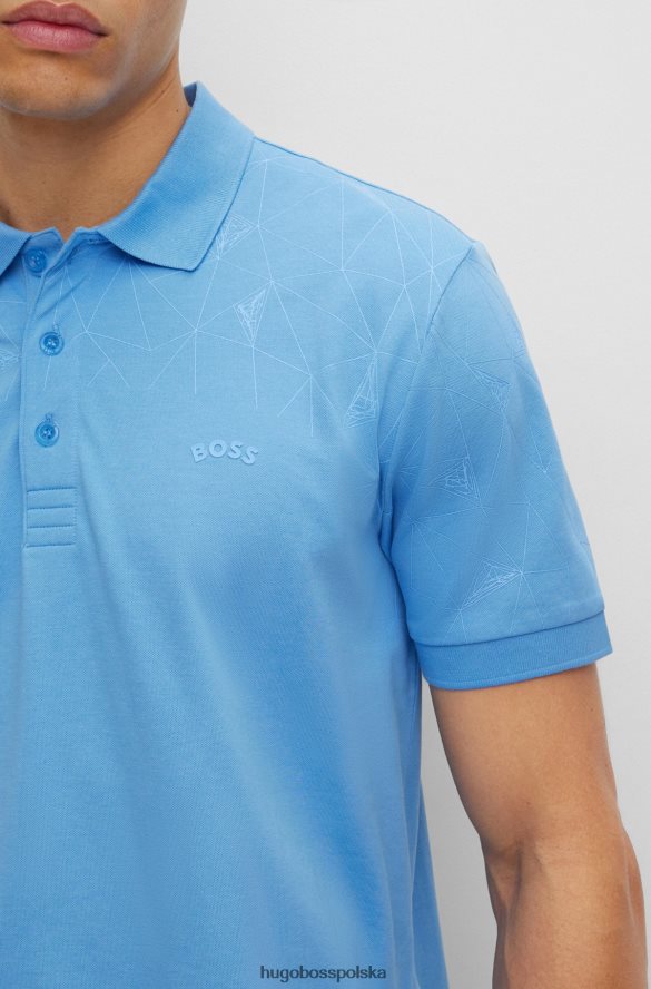 Hugo Boss Koszulka polo slim-fit z mieszanki bawełny z grafiką w kratkę w kolorze niebieskim hugo niebieski R0X0H64334