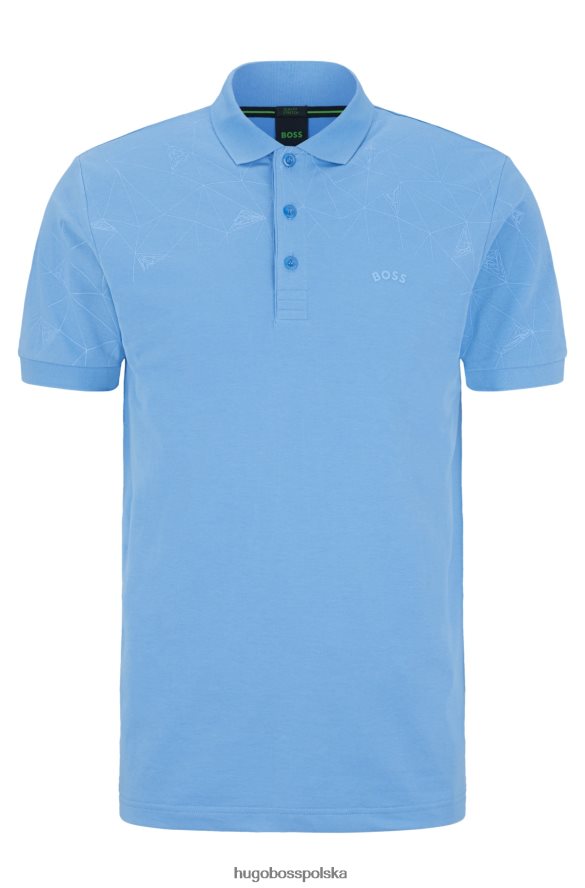Hugo Boss Koszulka polo slim-fit z mieszanki bawełny z grafiką w kratkę w kolorze niebieskim hugo niebieski R0X0H64334