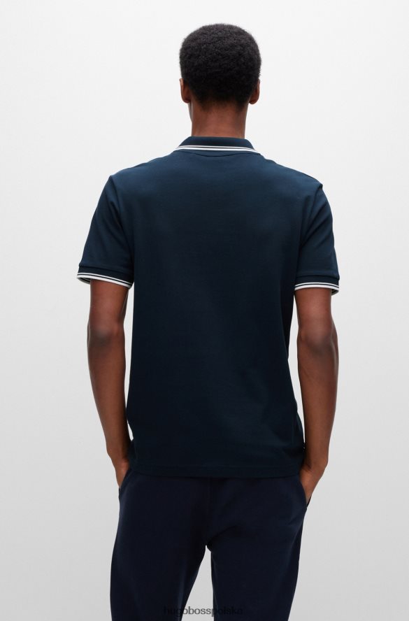 Hugo Boss Koszulka polo w kolorze delikatnej piqu¦ z kontrastowymi detalami w kolorze ciemnoniebieskim hugo ciemny niebieski R0X0H63847