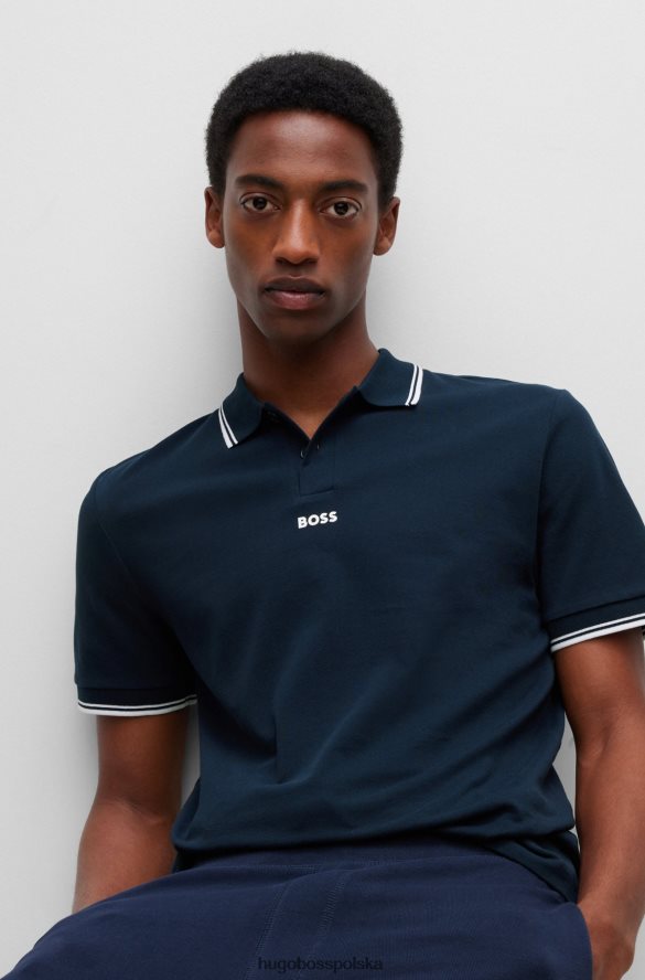 Hugo Boss Koszulka polo w kolorze delikatnej piqu¦ z kontrastowymi detalami w kolorze ciemnoniebieskim hugo ciemny niebieski R0X0H63847