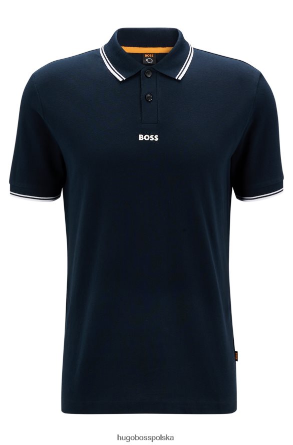 Hugo Boss Koszulka polo w kolorze delikatnej piqu¦ z kontrastowymi detalami w kolorze ciemnoniebieskim hugo ciemny niebieski R0X0H63847