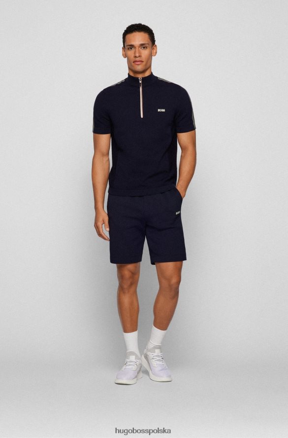 Hugo Boss Koszulka polo w paski z zamkiem błyskawicznym Hugo w kolorze ciemnoniebieskim ciemny niebieski R0X0H64504